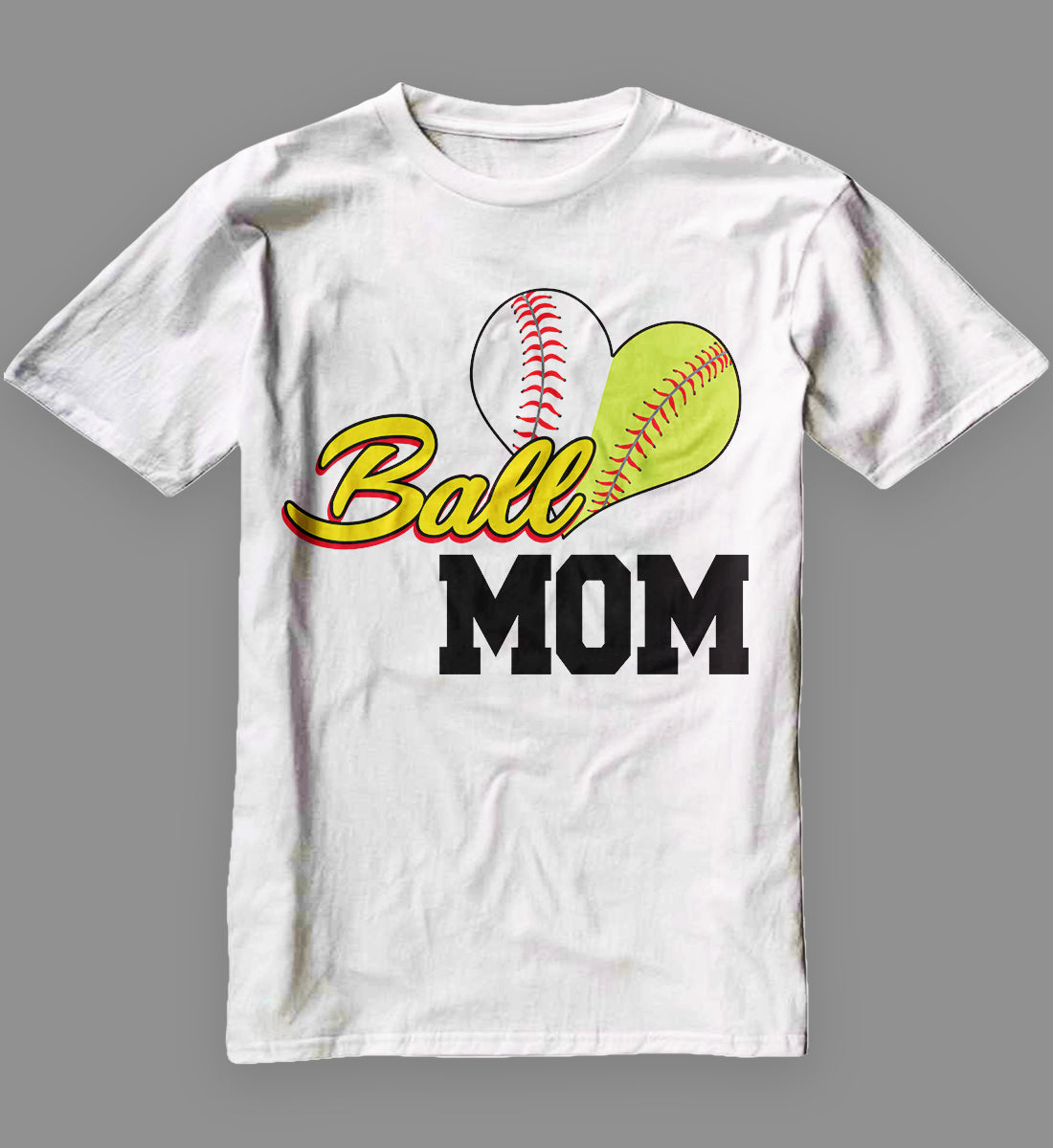 Ball Mom Heart Baseball Fan T-Shirt