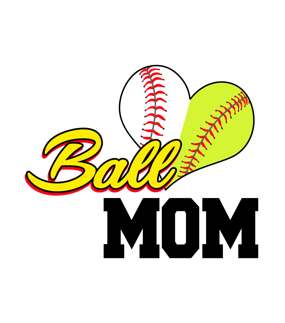 Ball Mom Heart Baseball Fan T-Shirt