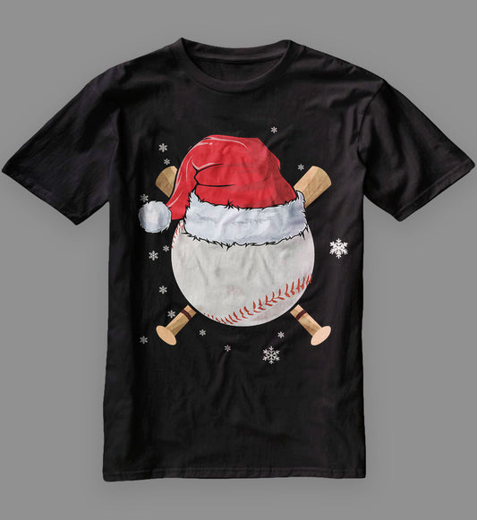 Baseball Lover Santa Christmas Holiday T-Shirt