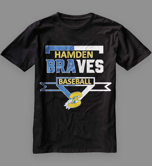 Hamden Braves Home Plate Baseball Fan T-Shirt