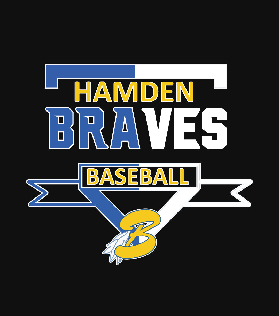 Hamden Braves Home Plate Baseball Fan T-Shirt