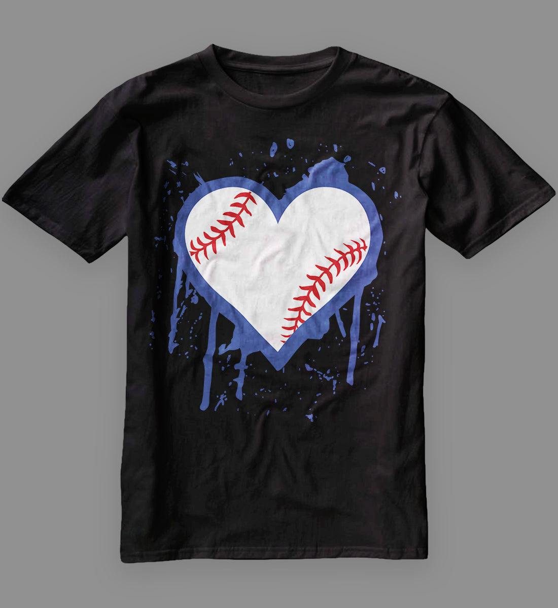 I Bleed Blue Baseball Heart T-Shirt