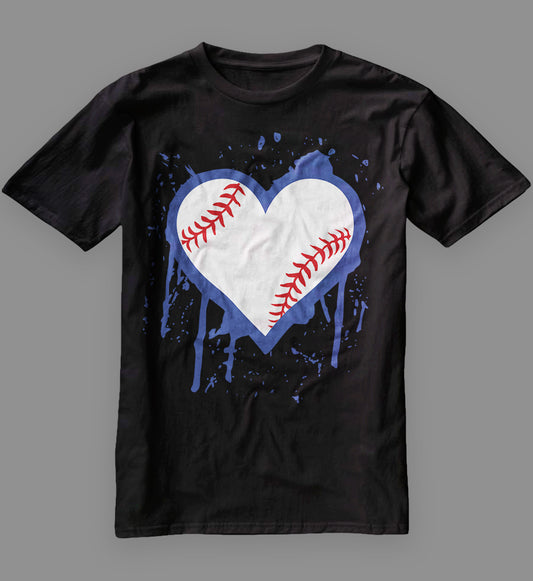 I Bleed Blue Baseball Heart T-Shirt