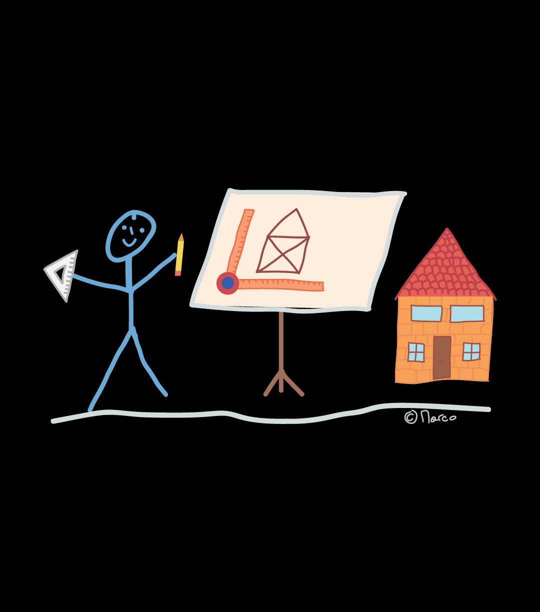 Construction Draughtsman Stick Figure Planner Sesigner Job Classic T-Shirt
