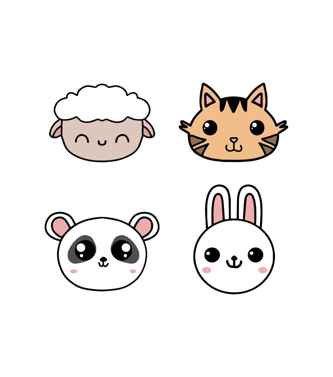 Cute Kawaii Animals Heads Classic T-Shirt