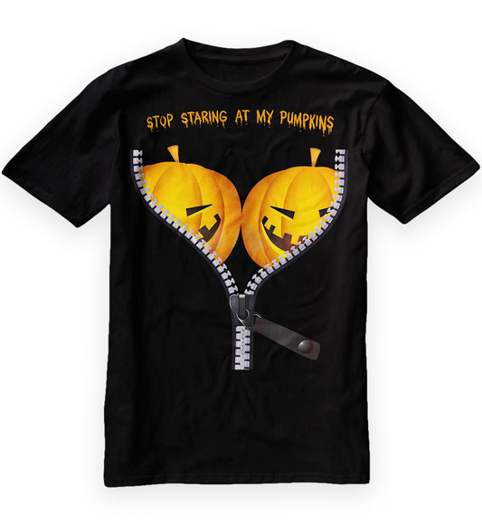 Halloween Costume Pumpkin Funny Boobs Women Shirt