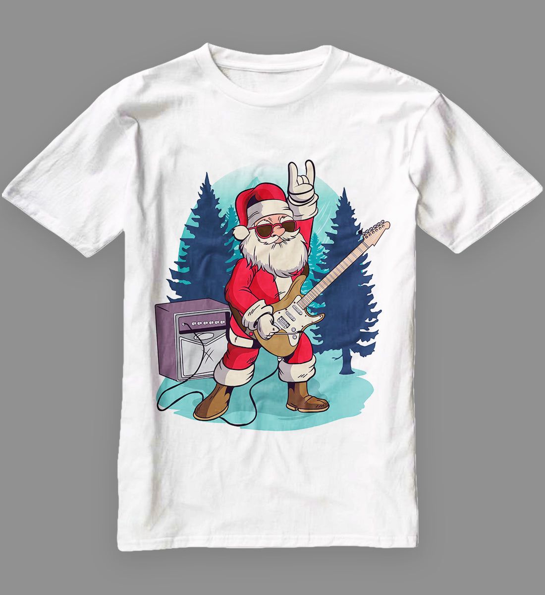 Heavy Metal Santa With Guitar and Sunglasses Christmas T-Shirt Classic T-Shirt