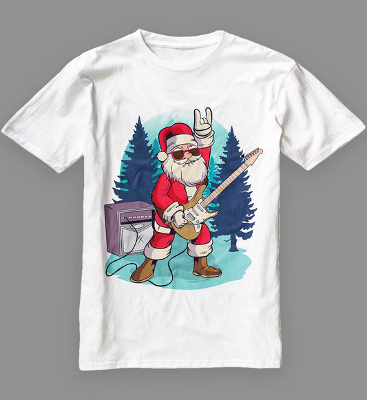Heavy Metal Santa With Guitar and Sunglasses Christmas T-Shirt Classic T-Shirt