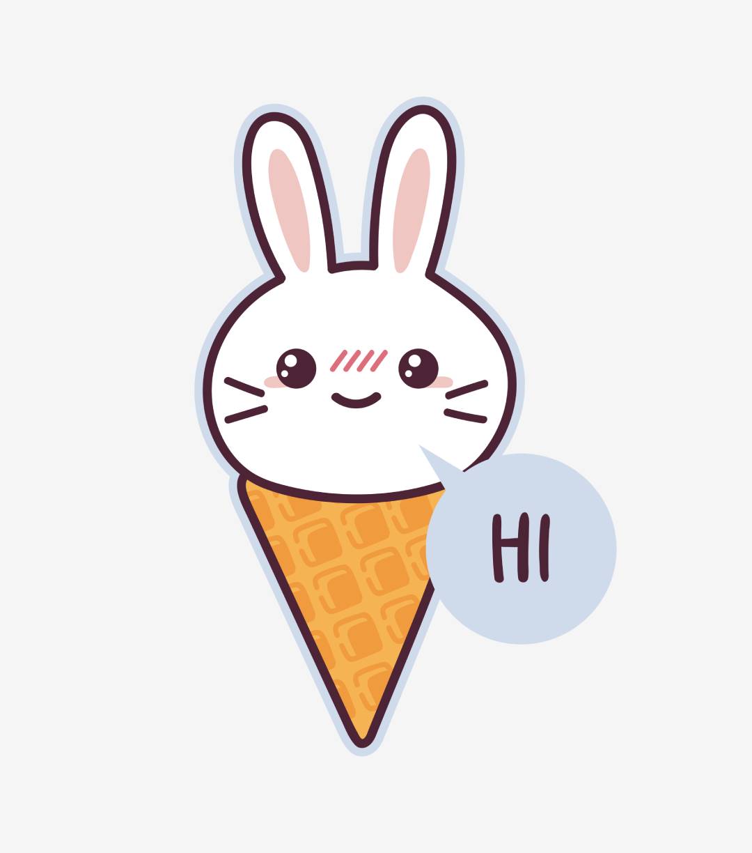 Rabbit Ice Cream Kawaii Kids T-Shirt