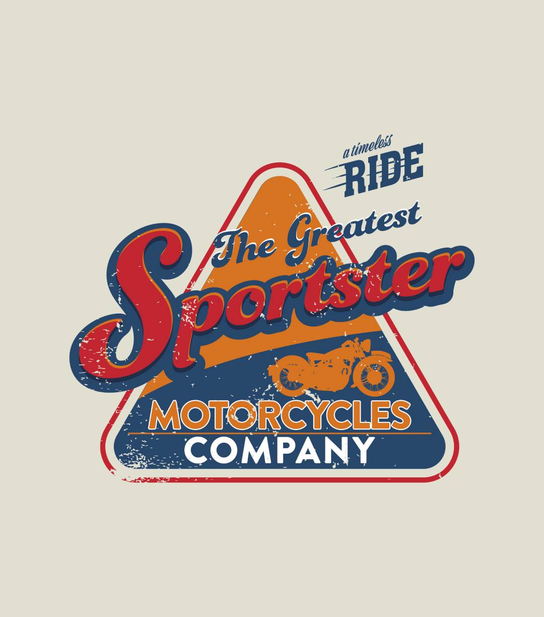 Retro Tshirt Print Design Orange Motorcycle Stock