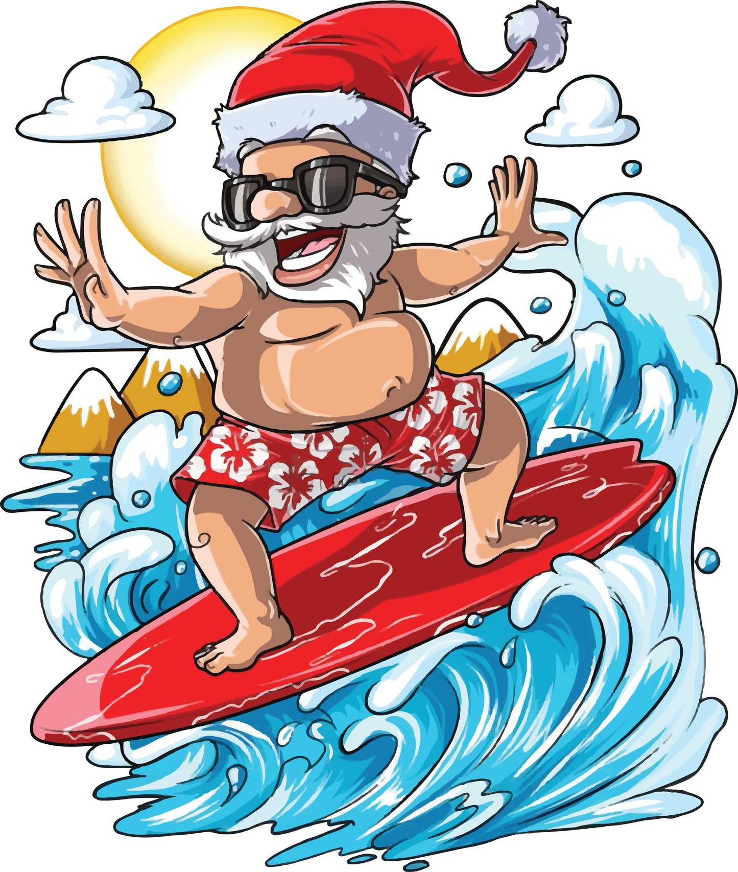 Santa Hawaiian Surfing T Shirt Christmas Summer Surf Hawaii Essential T-Shirt