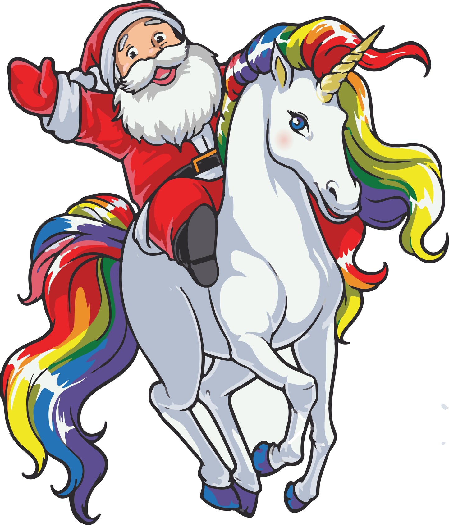 Santa Riding Unicorn T Shirt Christmas