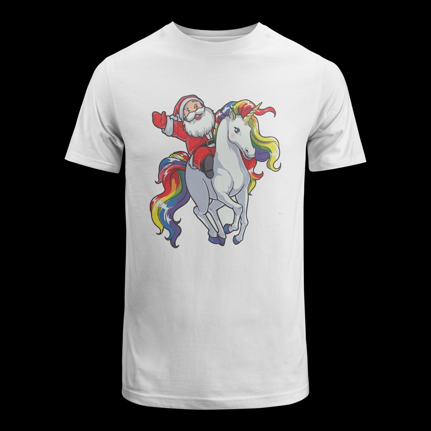 Santa Riding Unicorn T Shirt Christmas