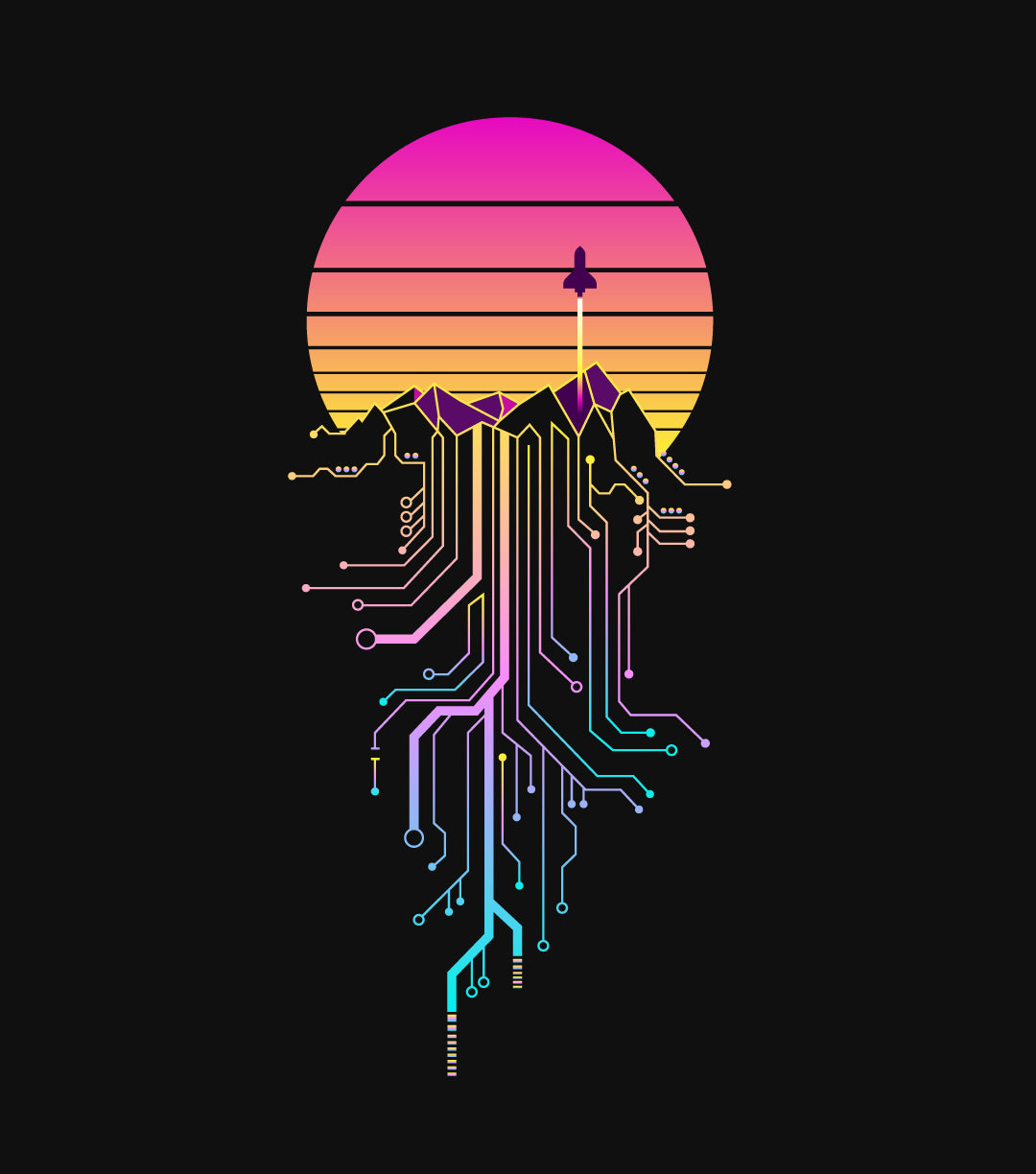 Synth Mountain Sunrise Classic T-Shirt