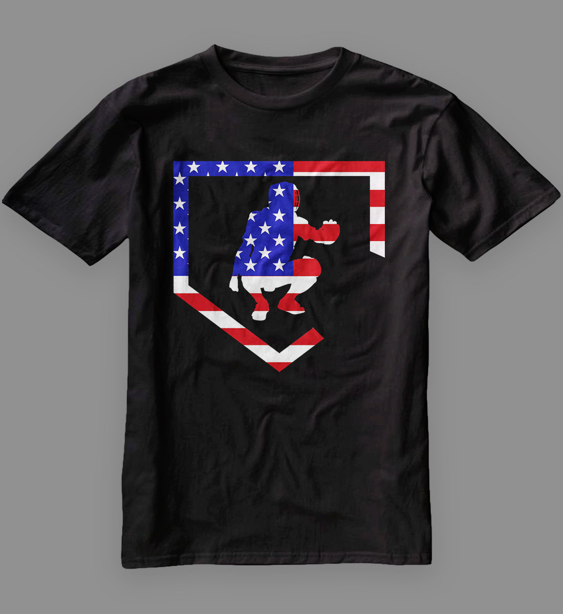 American Baseball Catcher Flag T-Shirt