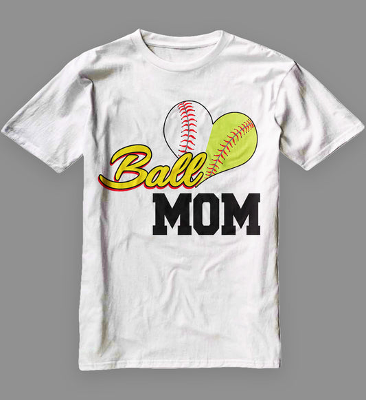 Ball Mom Heart Baseball Fan T-Shirt
