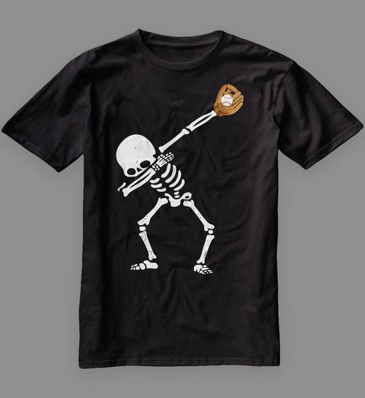 Dabbing Skeleton Baseball Glove Catch Dab T-Shirt