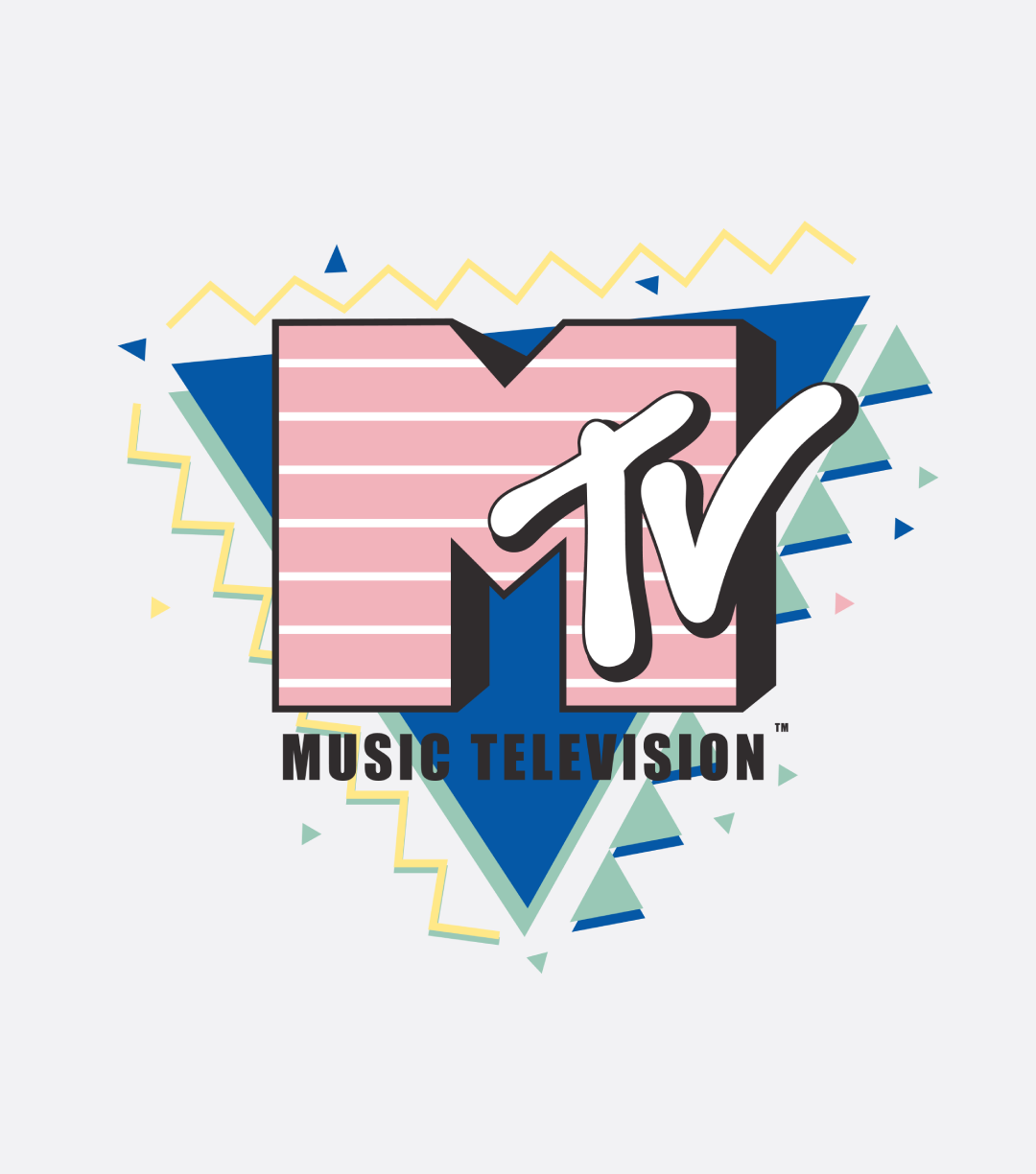 MTV Pink Stripes Logo 90's Retro Design Graphic T-Shirt