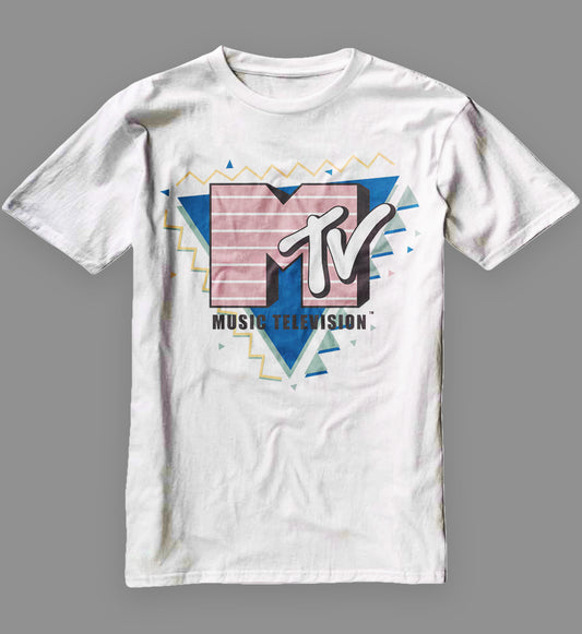 MTV Pink Stripes Logo 90's Retro Design Graphic T-Shirt
