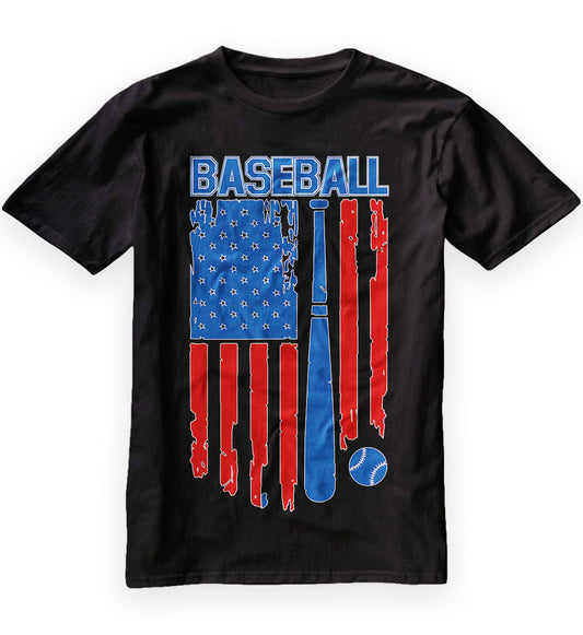 Vintage Cool Baseball American Flag T-Shirt