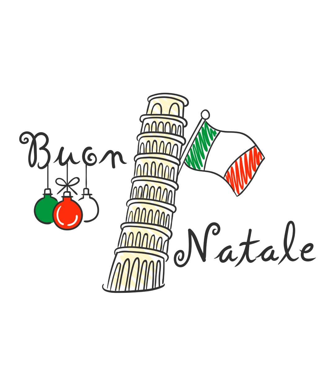 Buon Natale Christmas Italian Flag and Tower of Pisa T-Shirt