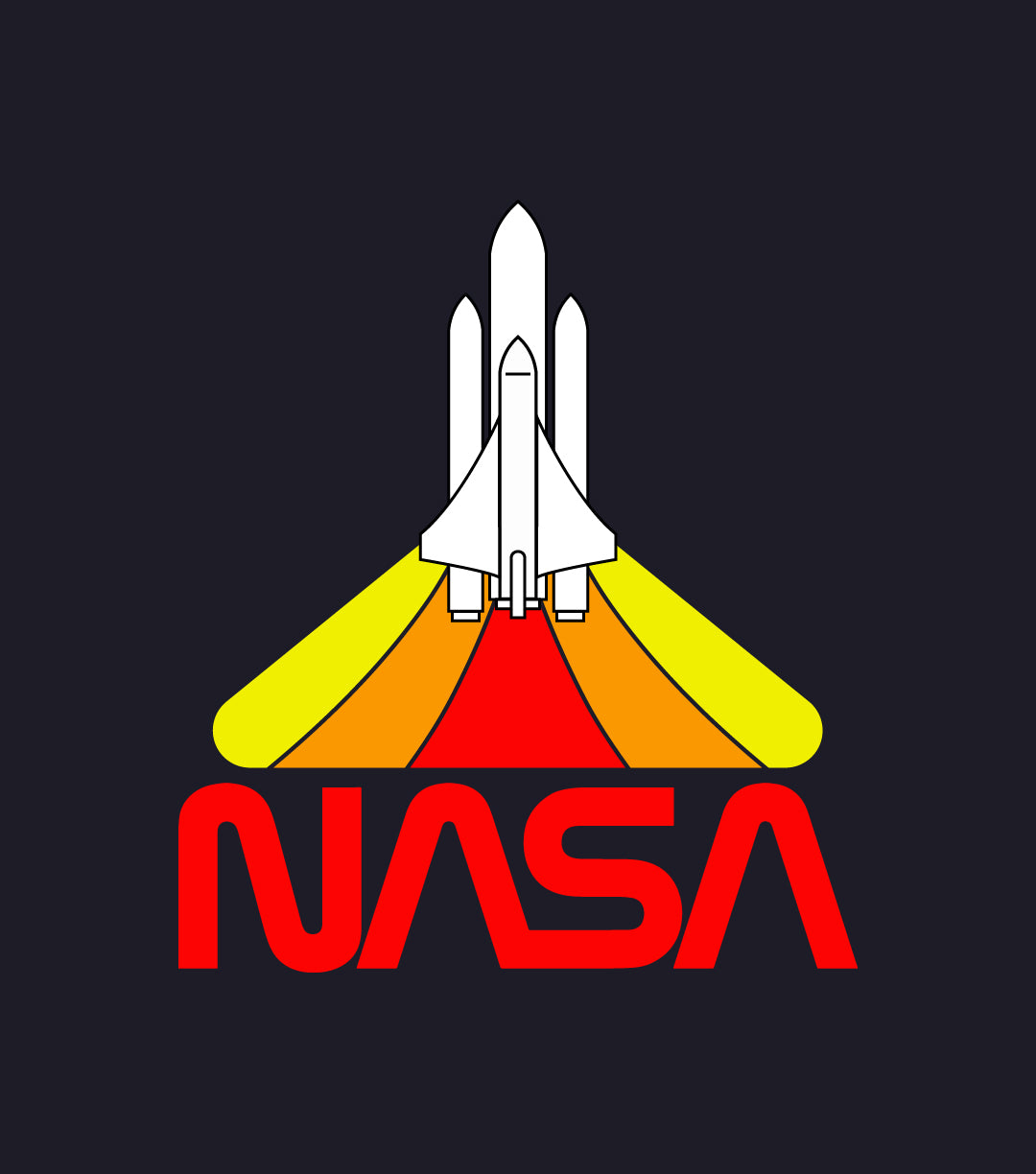 Pop Threads NASA Approved Blast Off Retro Worm Logo Graphic Tee T-Shirt for Men