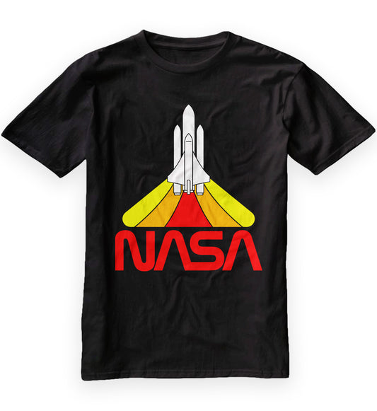 Pop Threads NASA Approved Blast Off Retro Worm Logo Graphic Tee T-Shirt for Men