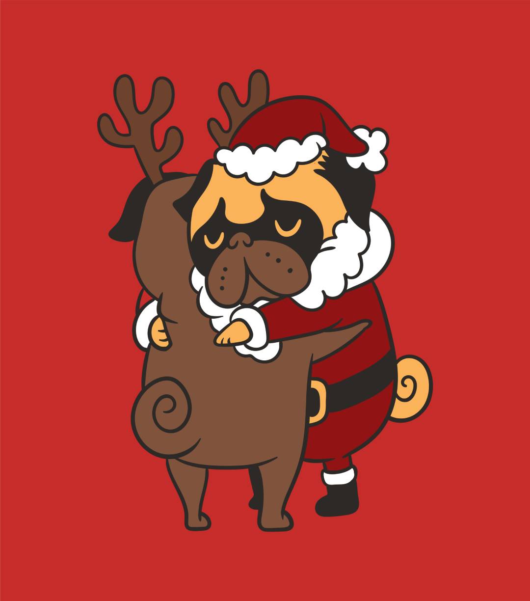 Pug Hugs Christmas T-Shirt