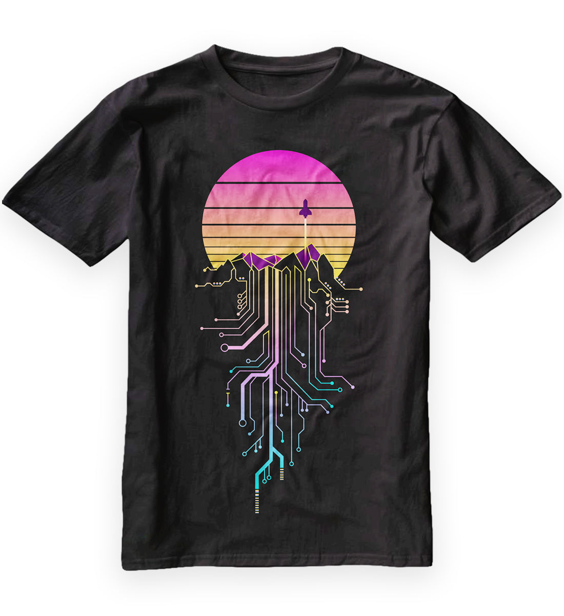 Synth Mountain Sunrise Classic T-Shirt
