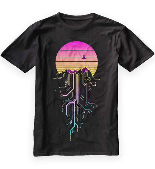 Synth Mountain Sunrise Classic T-Shirt